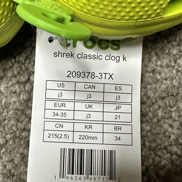 Classic Dreamworks Shrek Clog J3 Juniors Kid's Crocs Lime Punch 209378-3TX,NWT - Picture 3 of 10
